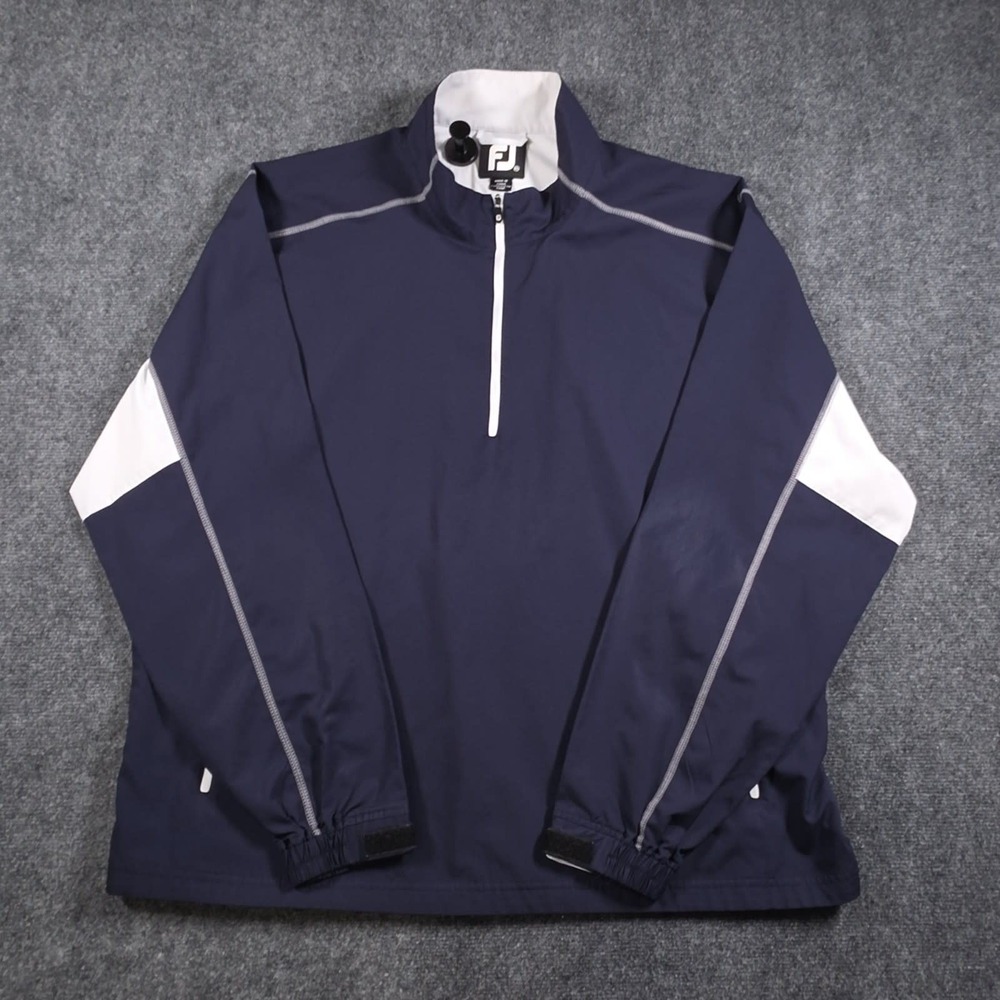 FootJoy Sport Windshirt Pullover Mens 2XL Navy 1/4 Zip Lightweight Golf READ